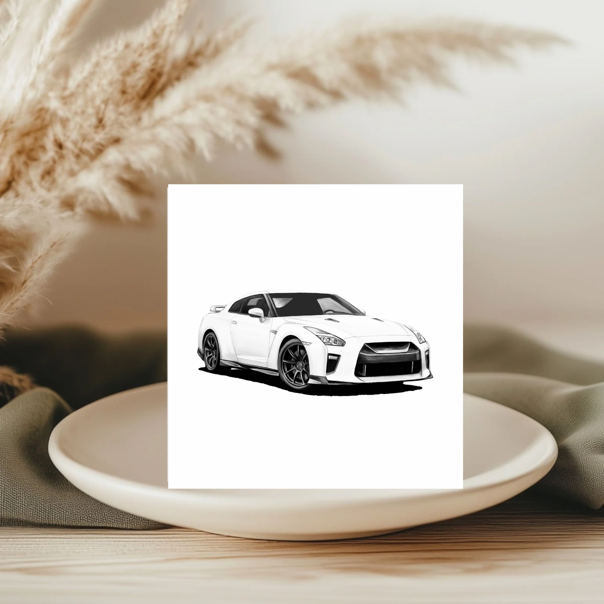 Nissan Skyline GTR – Hand-Drawn Greeting Card | Legendary Japanese Sports Car Art