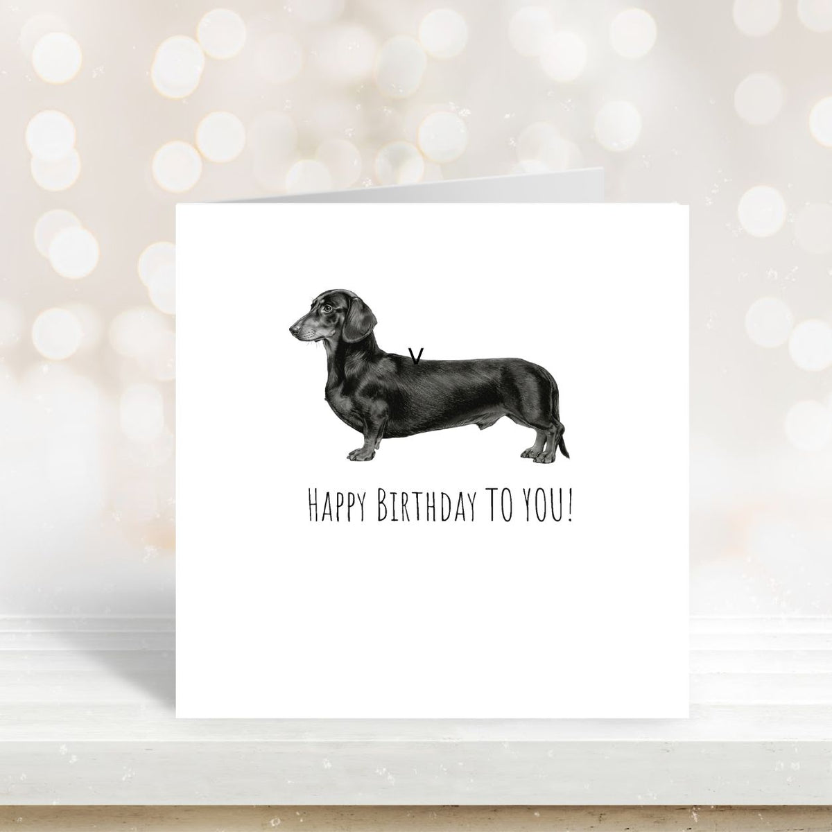 Monochrome Birthday Sausage Dachshund Greeting Card