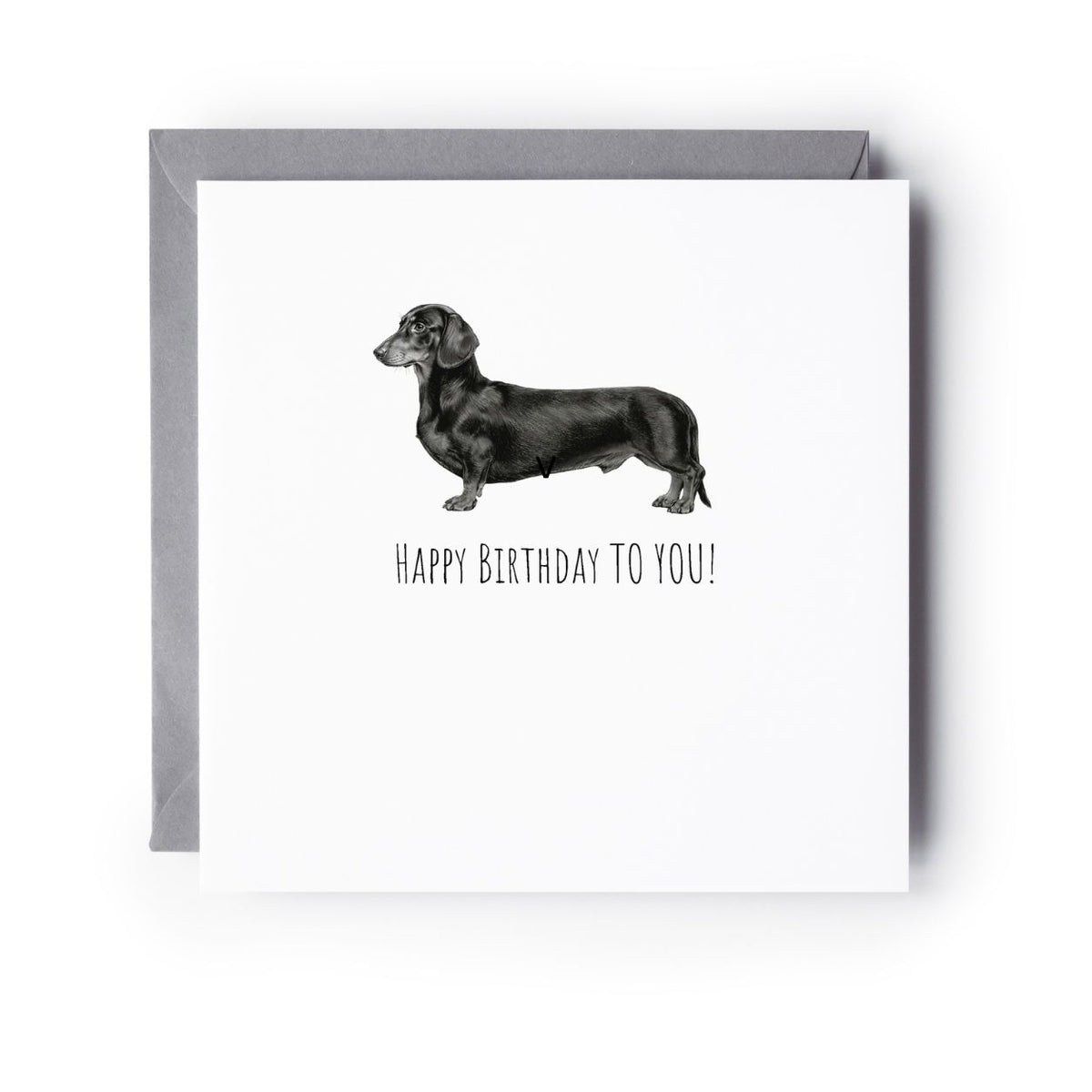Monochrome Birthday Sausage Dachshund Greeting Card
