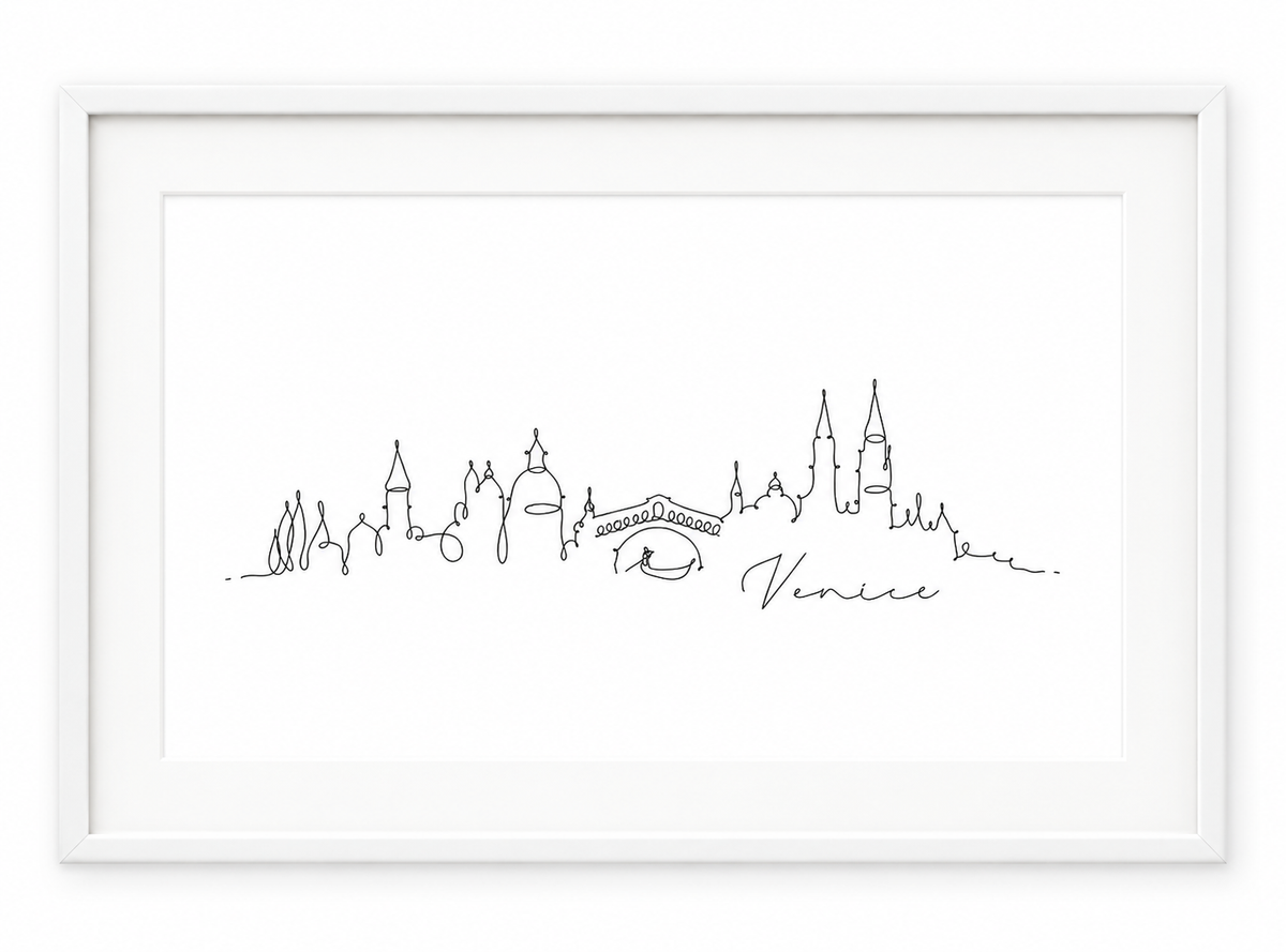 Venice Skyline Print – White frame with white mount