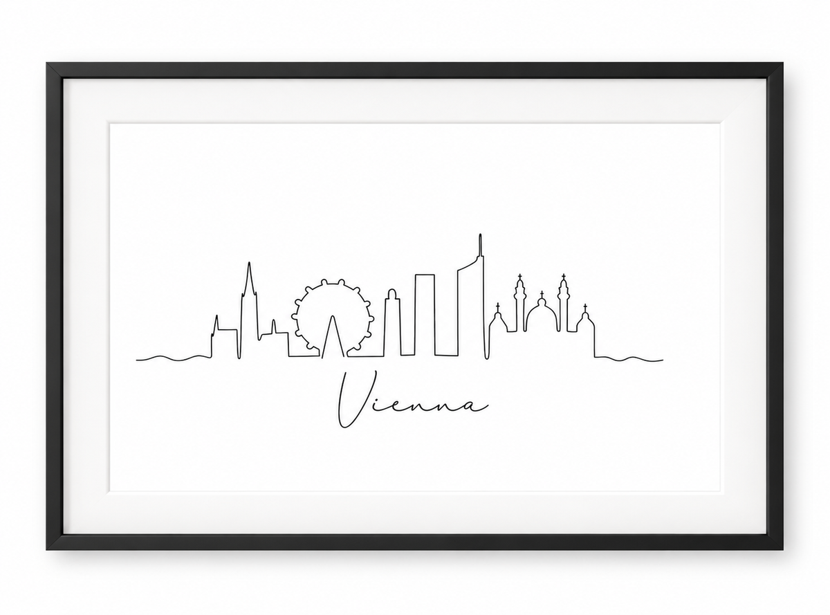 Vienna Skyline Print – Black frame with white mount