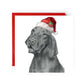 Chara the Hungarian Vizsla Santa Hat Festive Christmas Card