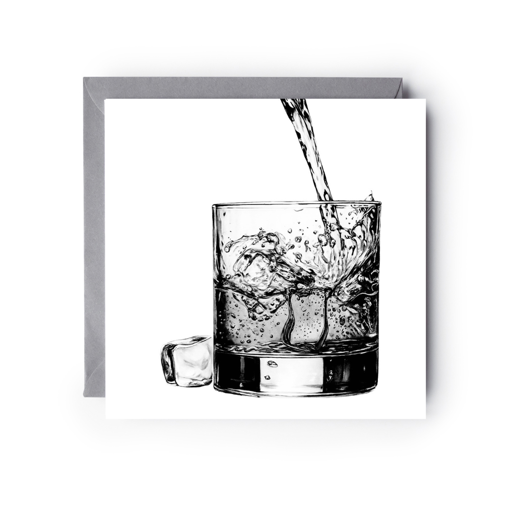 Whisky Glass – Hand-Drawn Greeting Card | Sophisticated Drinks Art