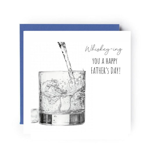 Whisky-ing You a Happy Father’s Day Hand-Drawn Greeting Card | Fun & Spirited Art — complete card with envelope