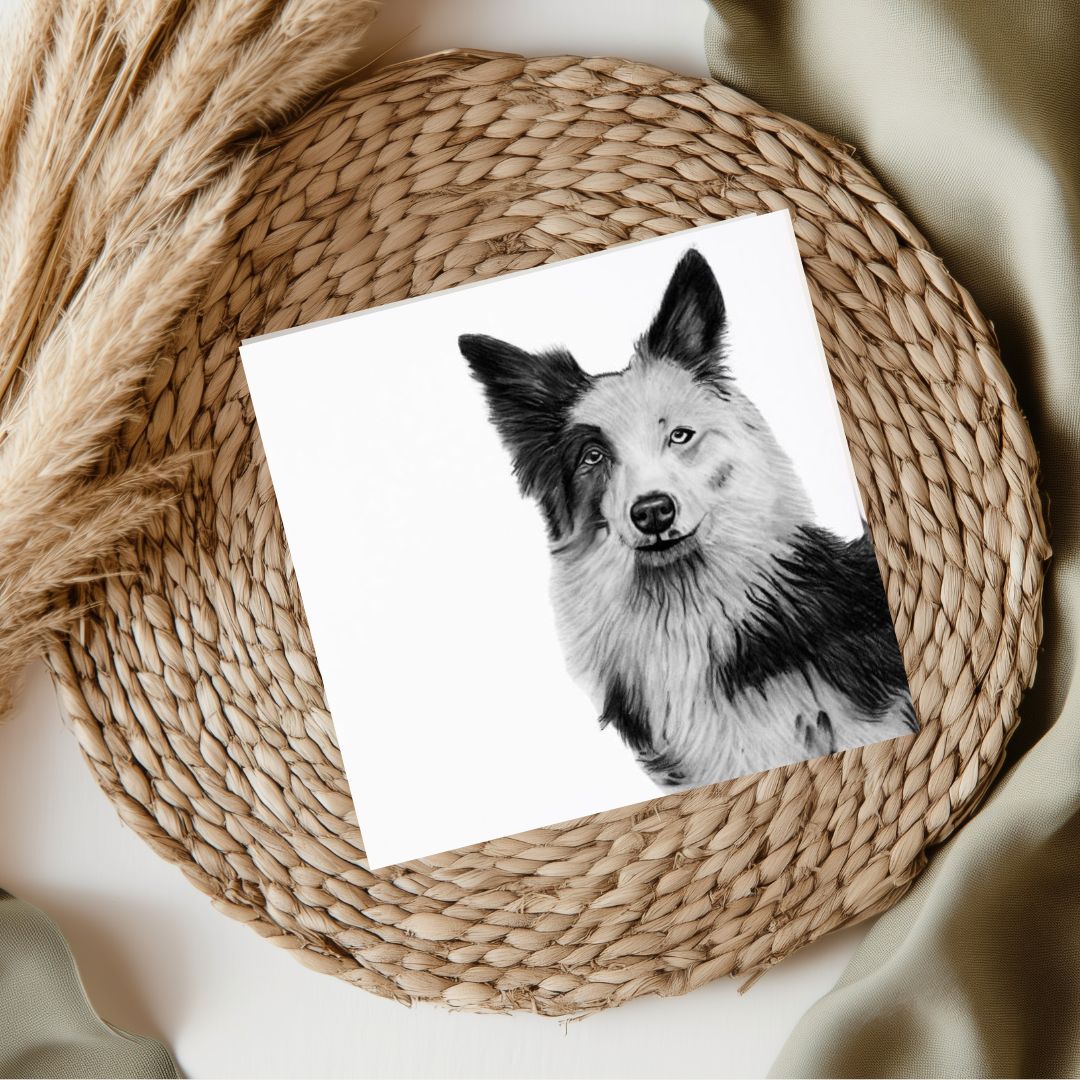 Willow the Sheepdog – Hand-Drawn Greeting Card | Gentle & Loyal Pet Art