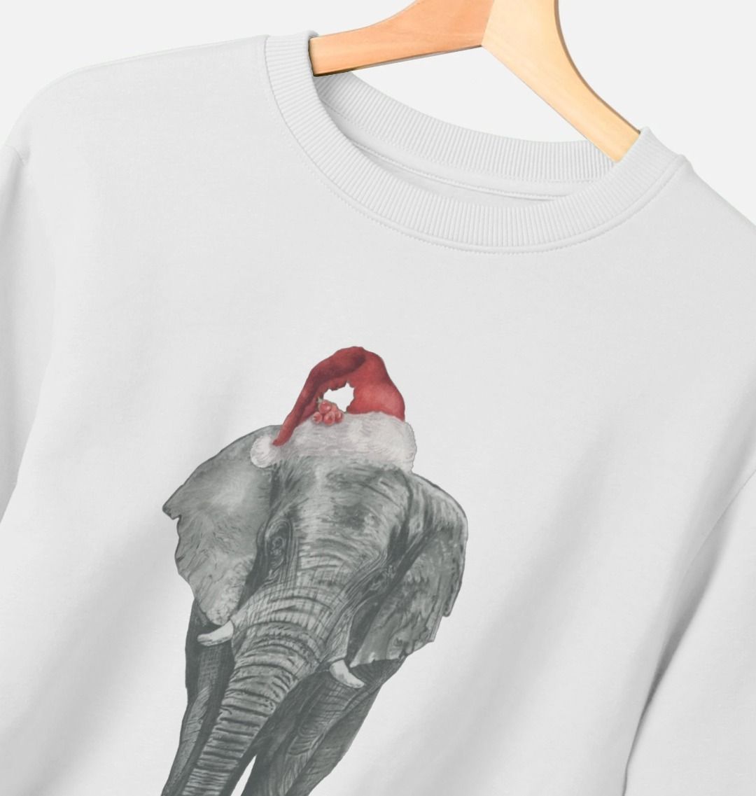 Men's Crew Neck Festive Elephant Sweater Certified Organic Cotton