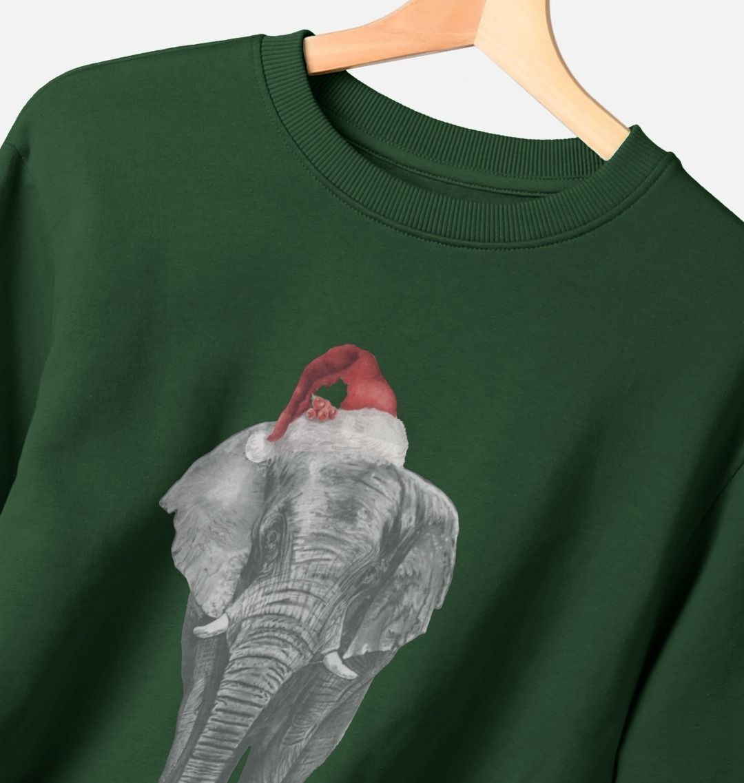 Men's Crew Neck Festive Elephant Sweater Certified Organic Cotton