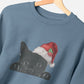 Women's Crew Neck Festive Cat Sweater Certified Organic Cotton