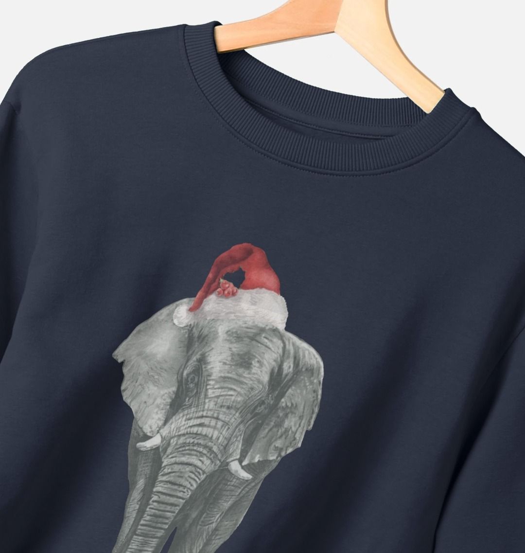 Men's Crew Neck Festive Elephant Sweater Certified Organic Cotton