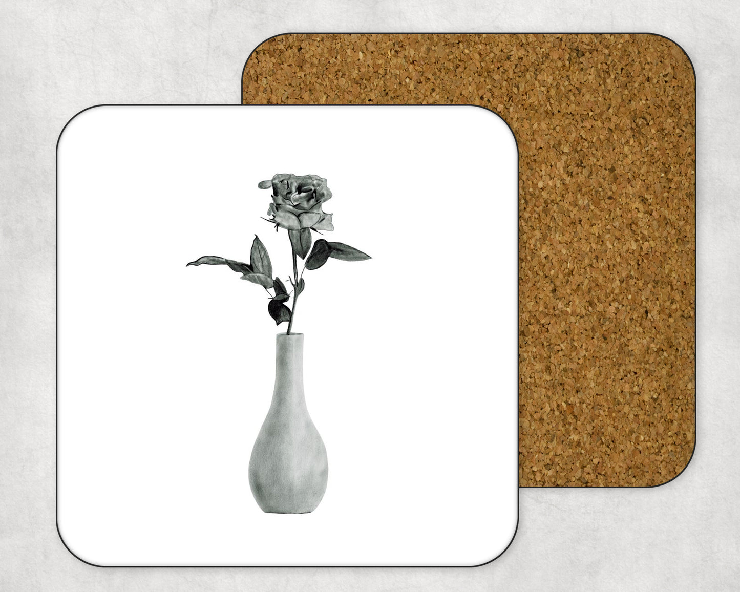 Single Rose in a Vase Drinks Coaster From Libra Fine Arts 