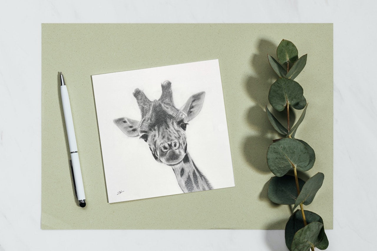 A Hand Drawn Giraffe Greeting Card From Libra Fine Arts