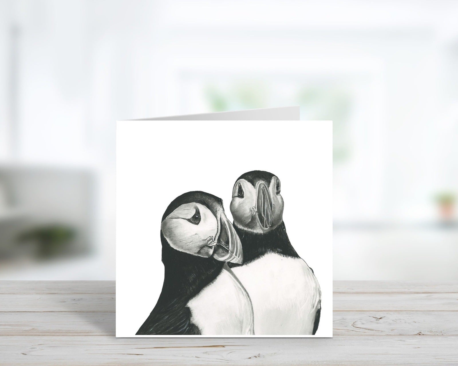 A Hand Drawn  Puffins Greeting Card From Libra Fine Arts