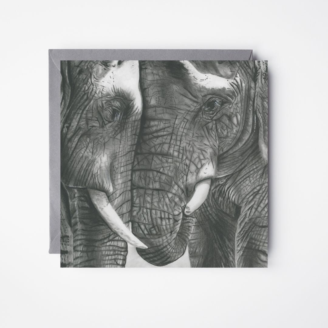A Hand Drawn Elephant Tenderness Greeting Card From Libra Fine Arts