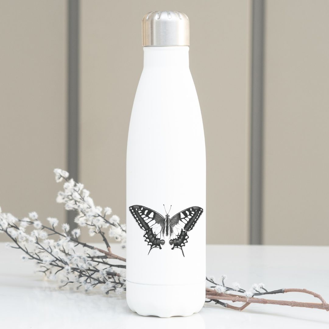 Old World Swallowtail Butterfly Stainless Steel Flask From Libra Fine Arts